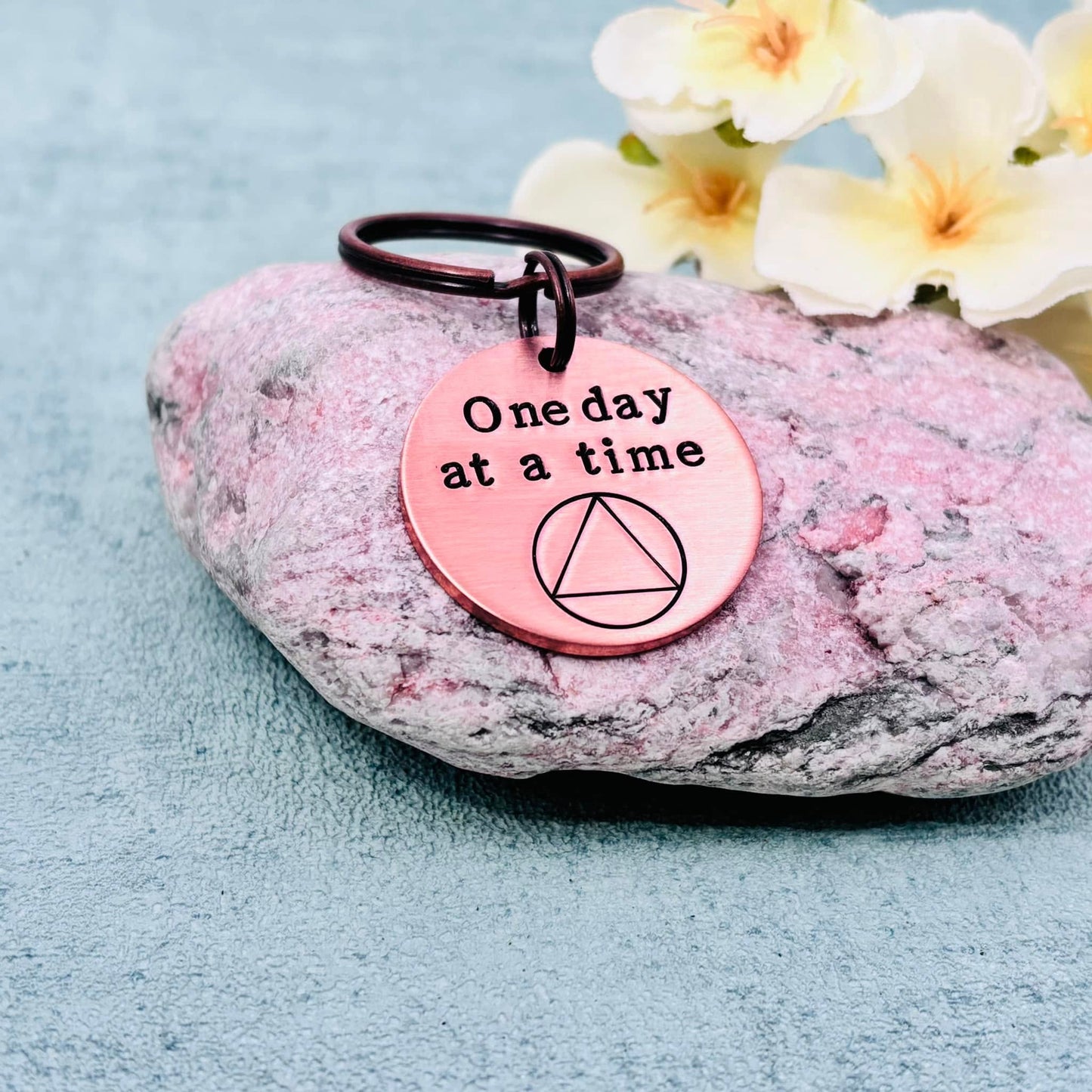 Personalised Sobriety Copper Keyring/Token