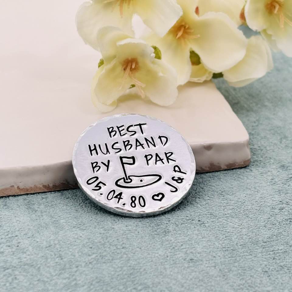 Best Husband By Par, Aluminium Golf Ball Marker, 10th Wedding Anniversary Gift