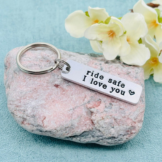 Motorbike Keyring, Ride Safe I Love You, Valentines Gift for Him