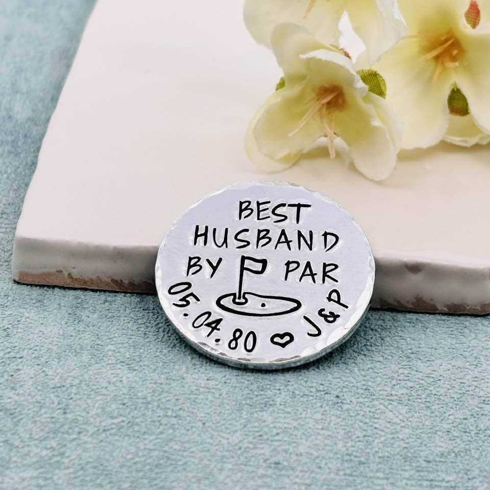 Best Husband By Par, Aluminium Golf Ball Marker, 10th Wedding Anniversary Gift