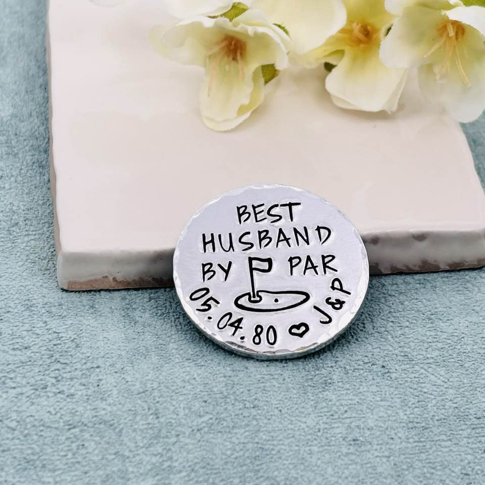 Best Husband By Par, Aluminium Golf Ball Marker, 10th Wedding Anniversary Gift