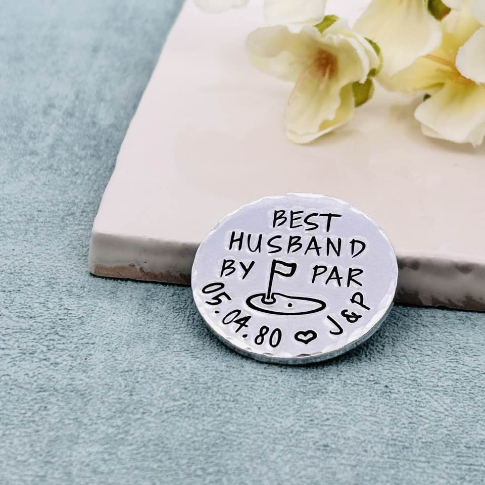 Best Husband By Par, Aluminium Golf Ball Marker, 10th Wedding Anniversary Gift
