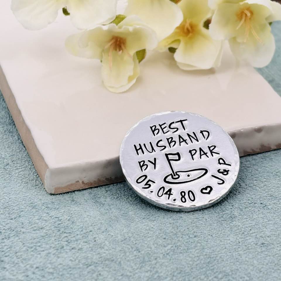 Best Husband By Par, Aluminium Golf Ball Marker, 10th Wedding Anniversary Gift