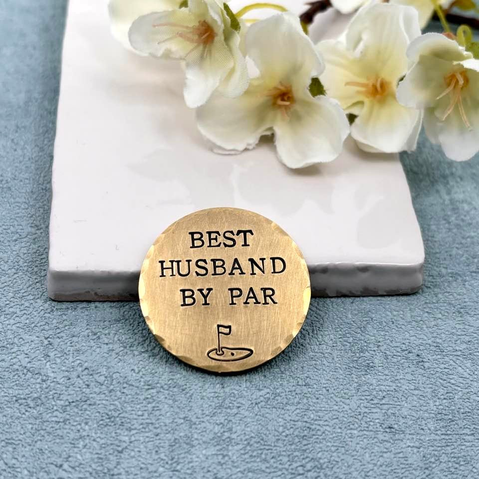 Best Husband By Par Brass Golf Ball Marker, 21st Wedding Anniversary Gift