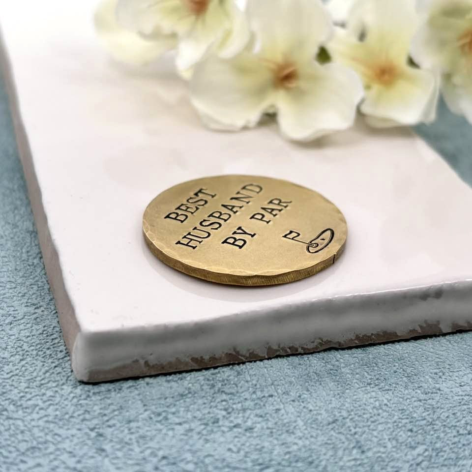 Best Husband By Par Brass Golf Ball Marker, 21st Wedding Anniversary Gift
