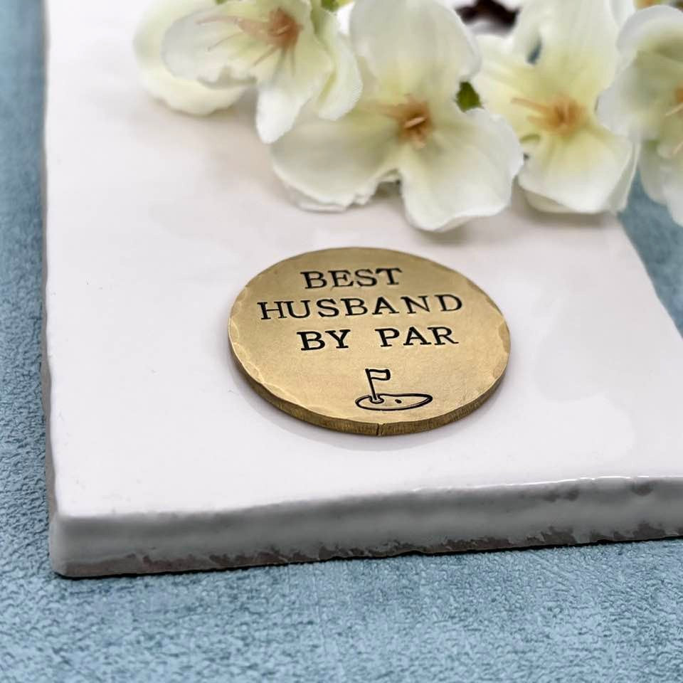 Best Husband By Par Brass Golf Ball Marker, 21st Wedding Anniversary Gift