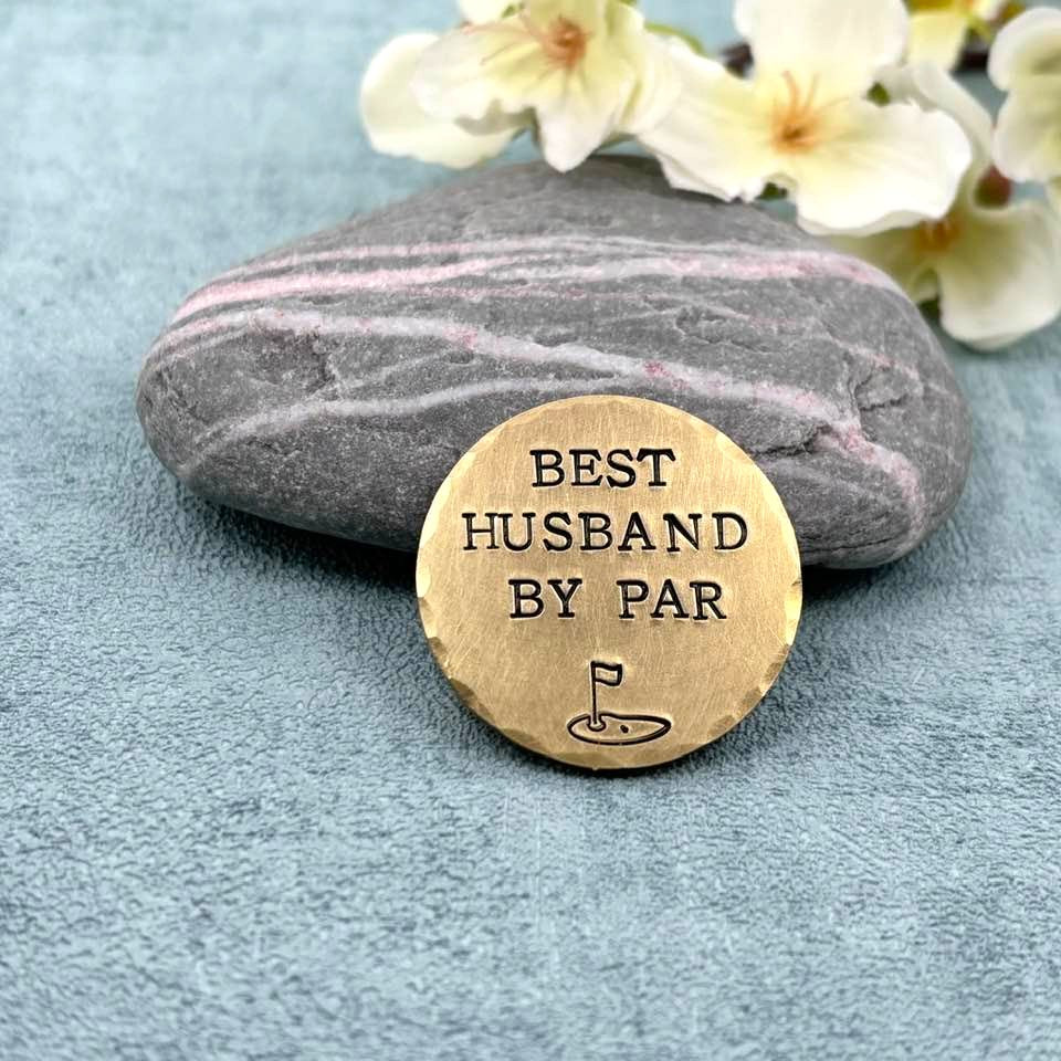 Best Husband By Par Brass Golf Ball Marker, 21st Wedding Anniversary Gift