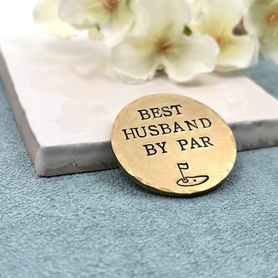 Best Husband By Par Brass Golf Ball Marker, 21st Wedding Anniversary Gift