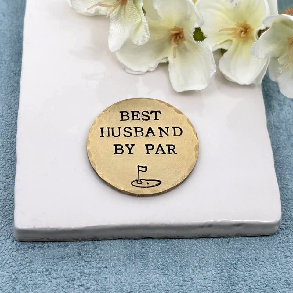 Best Husband By Par Brass Golf Ball Marker, 21st Wedding Anniversary Gift