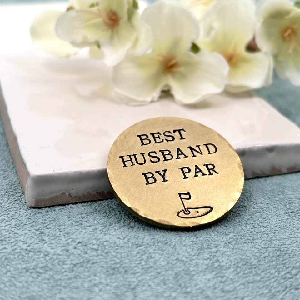 Best Husband By Par Brass Golf Ball Marker, 21st Wedding Anniversary Gift
