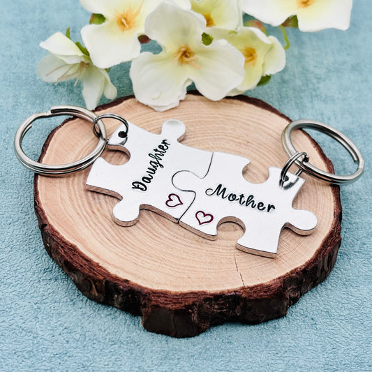 Mother Daughter Puzzle Keyring Set