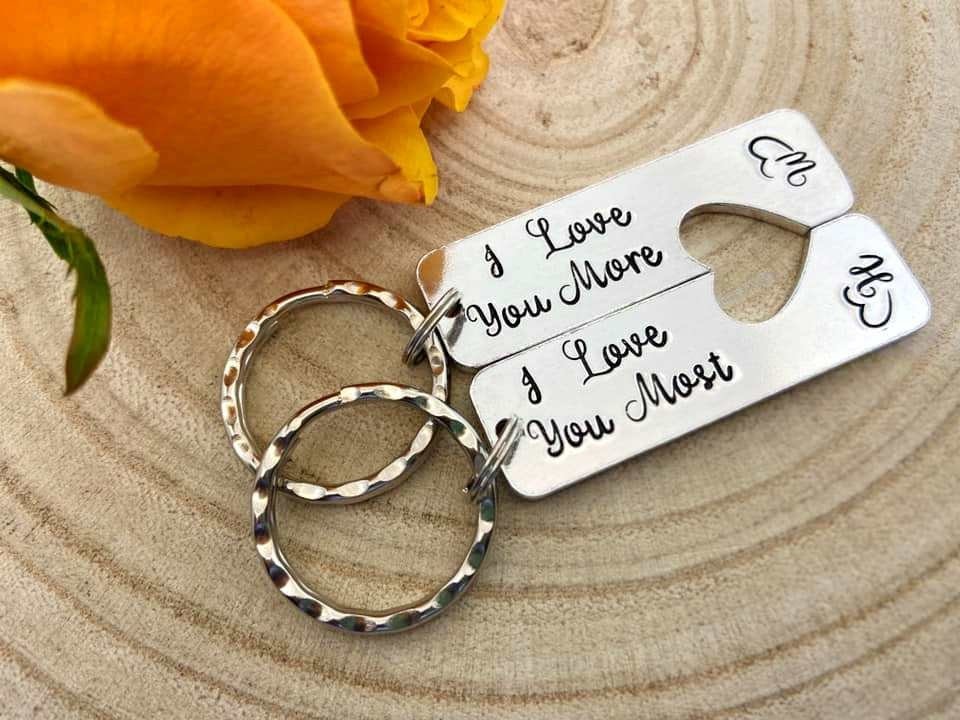 'I Love You More/Most' Couple's Keyring Set
