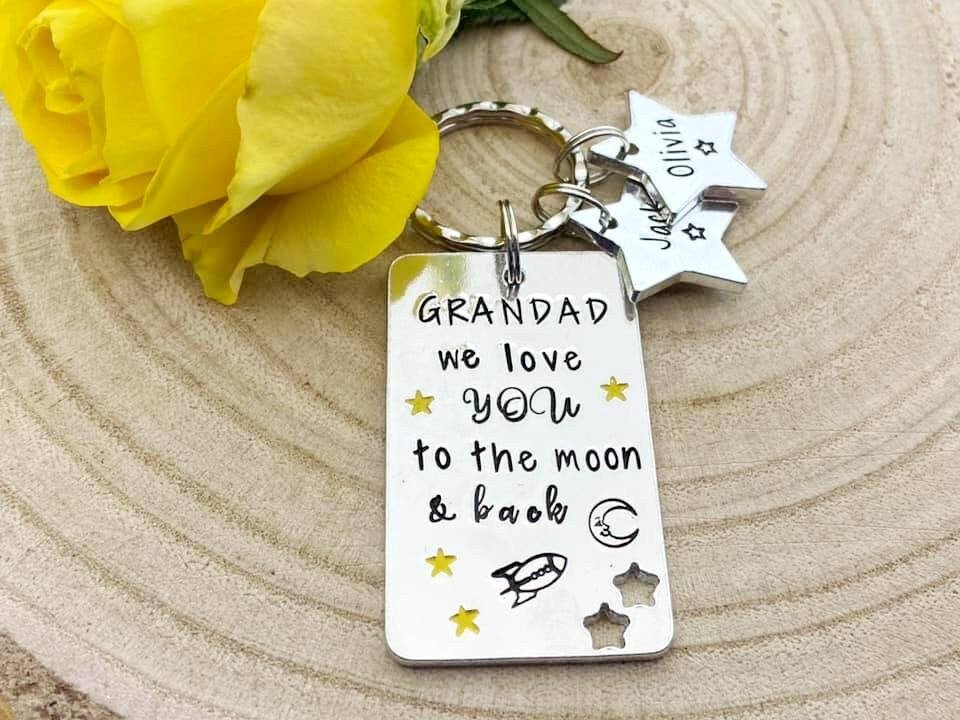 'Grandad We Love You To The Moon and Back' Keyring