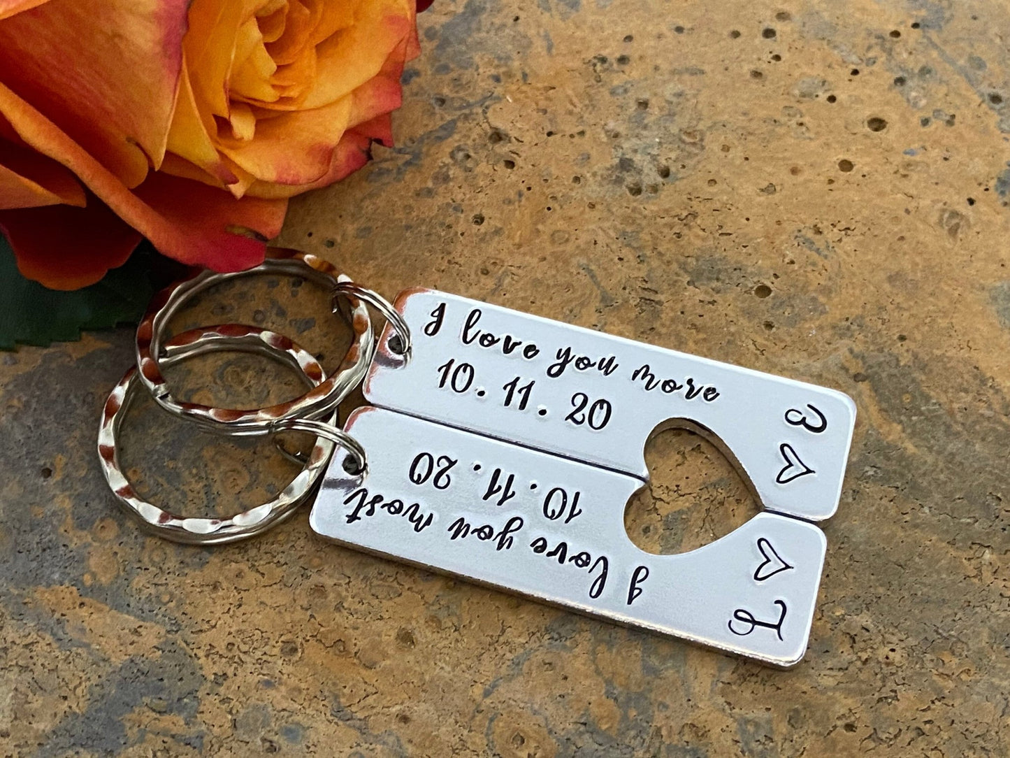 'I Love You More/Most' Couple's Keyring Set