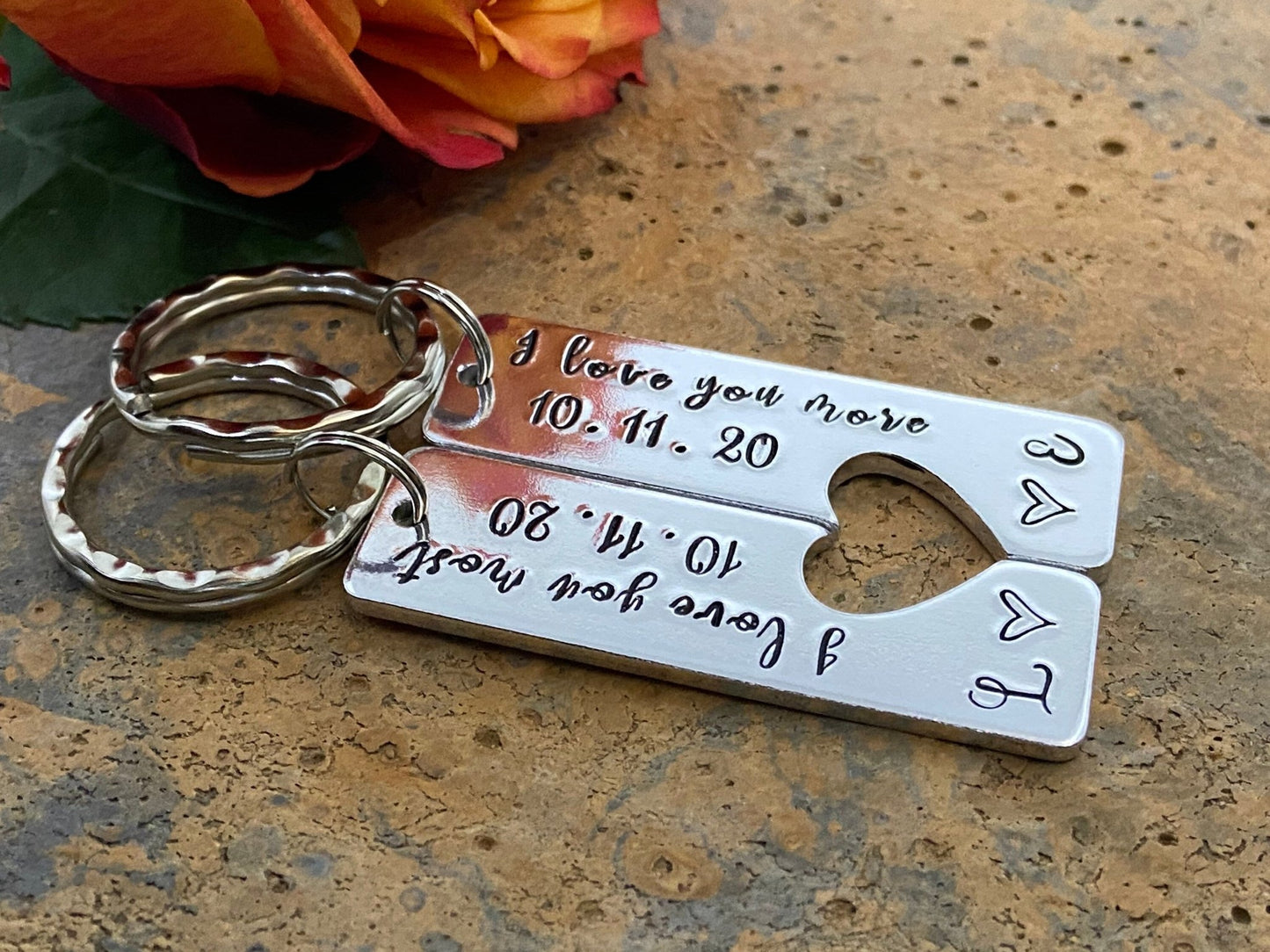 'I Love You More/Most' Couple's Keyring Set