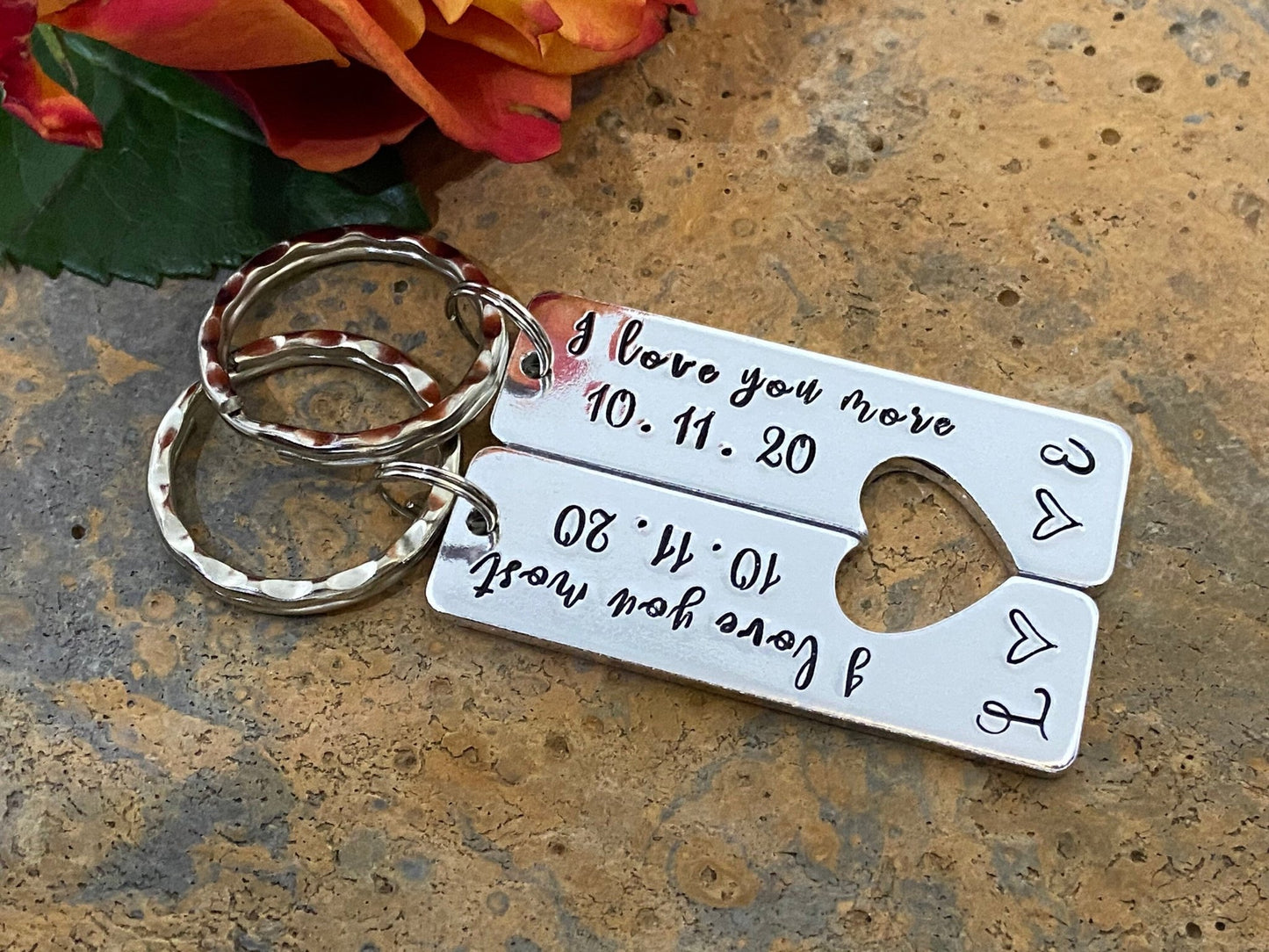 'I Love You More/Most' Couple's Keyring Set
