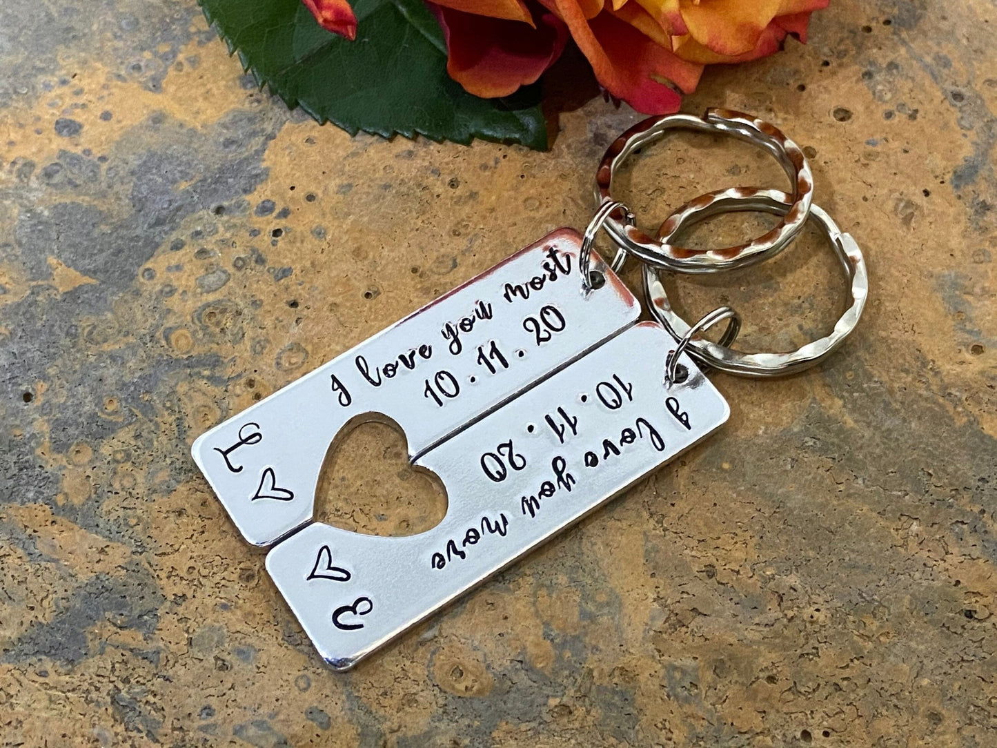 'I Love You More/Most' Couple's Keyring Set