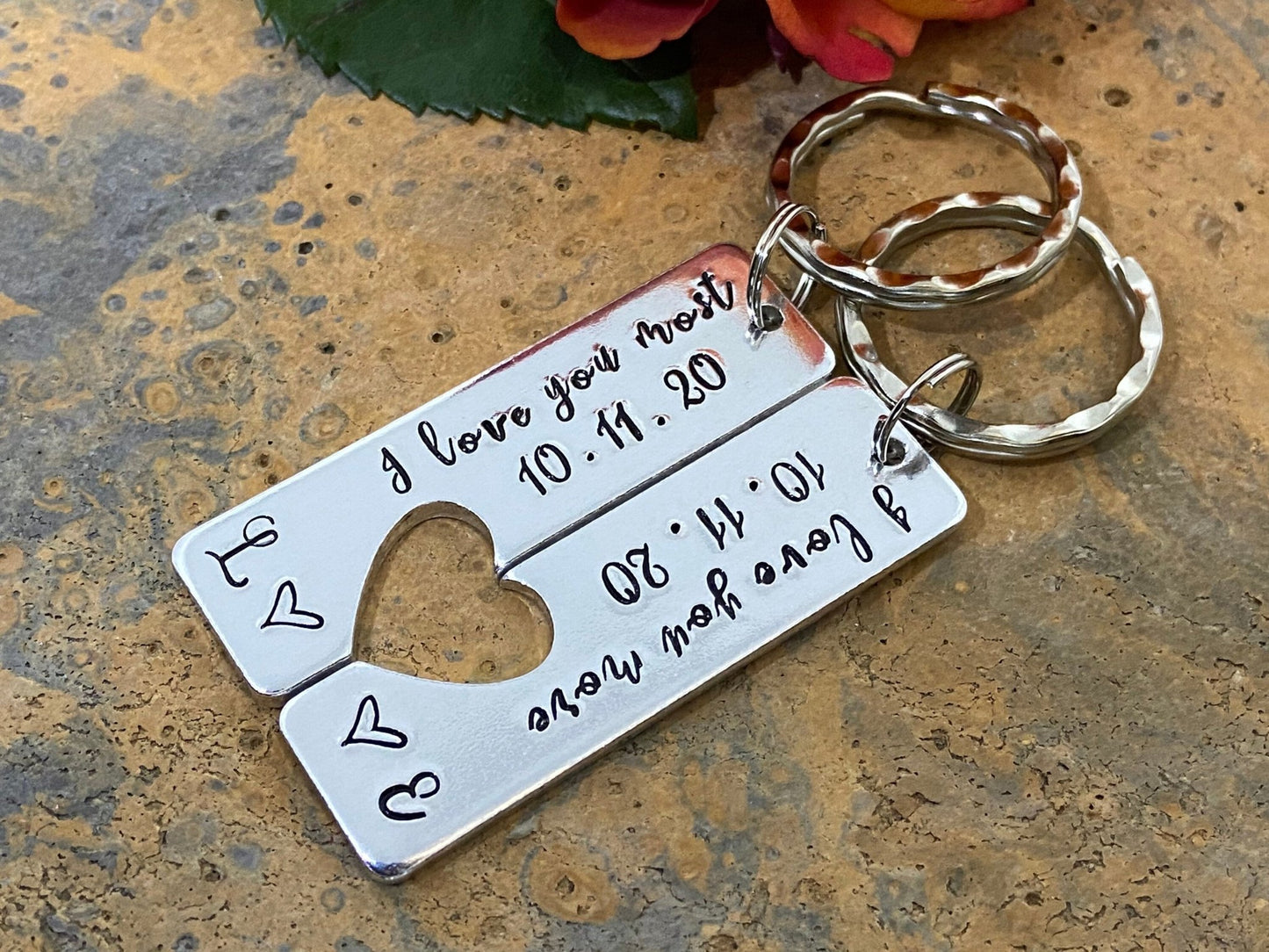 'I Love You More/Most' Couple's Keyring Set