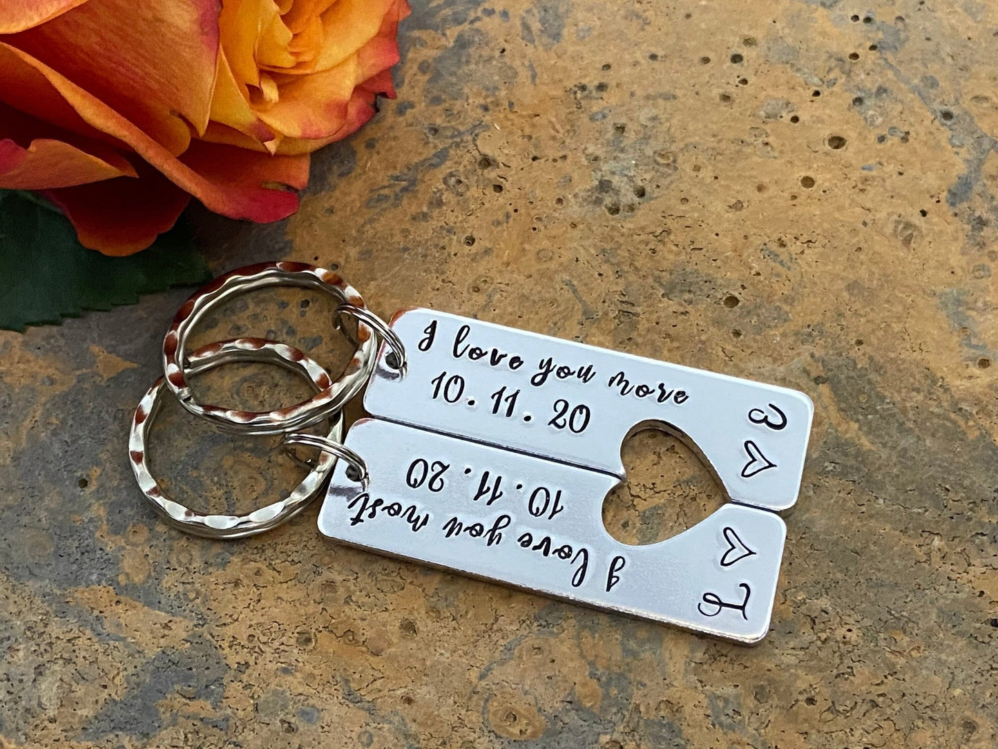 'I Love You More/Most' Couple's Keyring Set