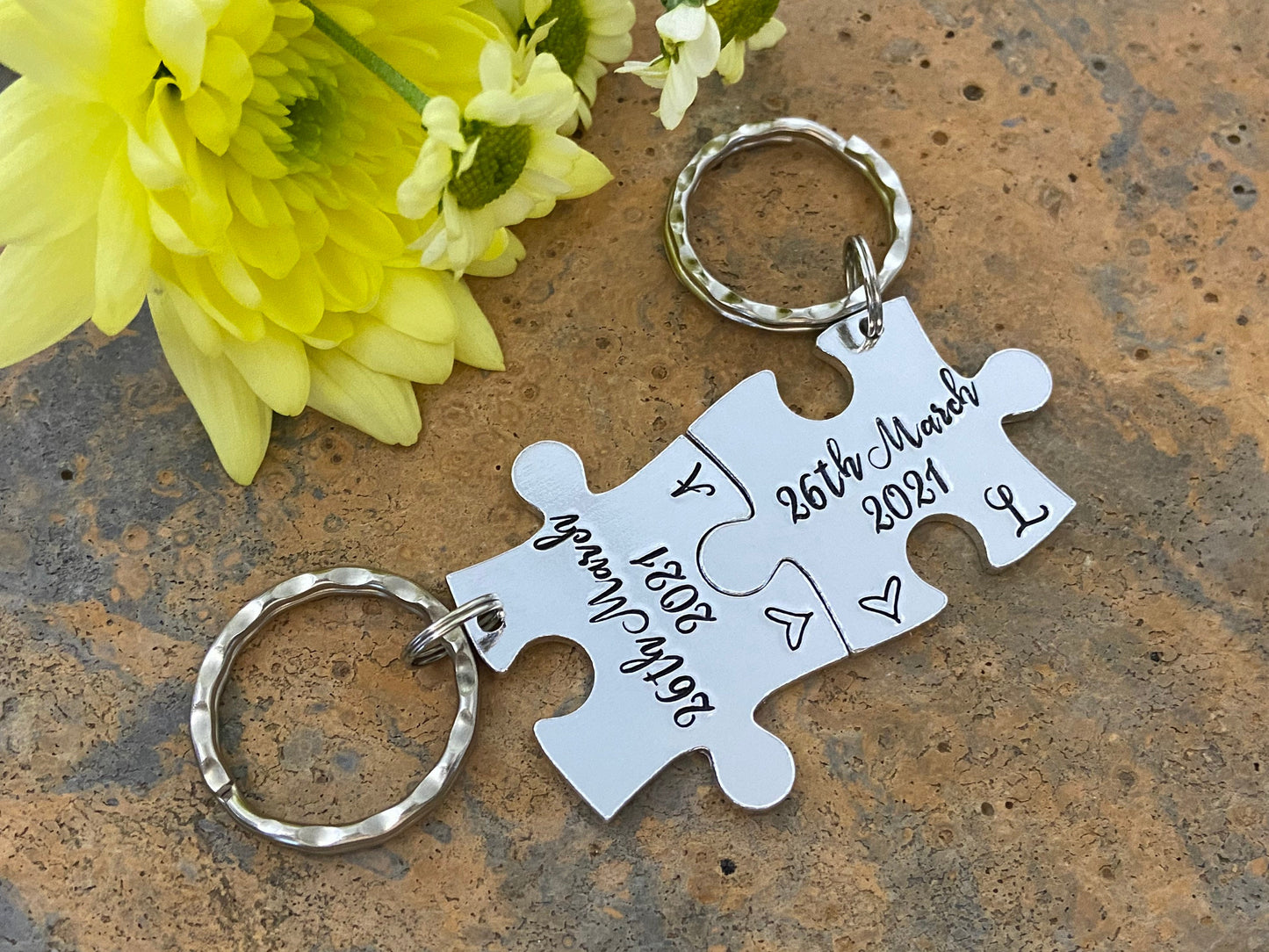 Special Date Puzzle Couple's Keyring Set
