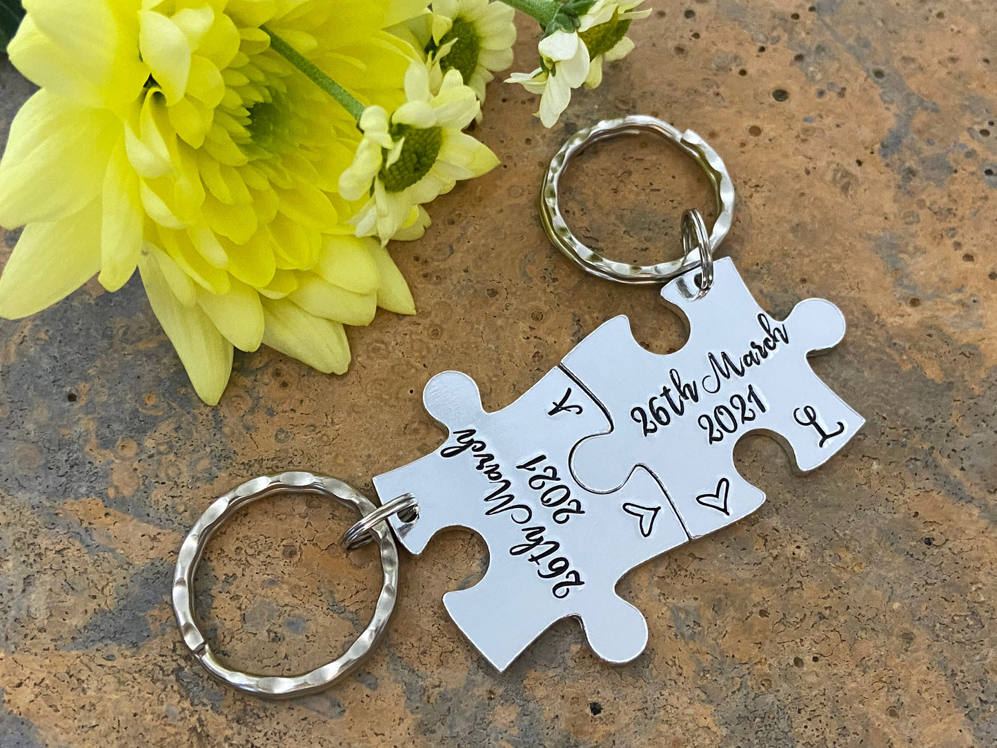 Special Date Puzzle Couple's Keyring Set
