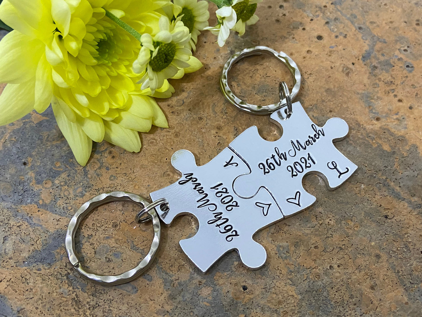 Special Date Puzzle Couple's Keyring Set