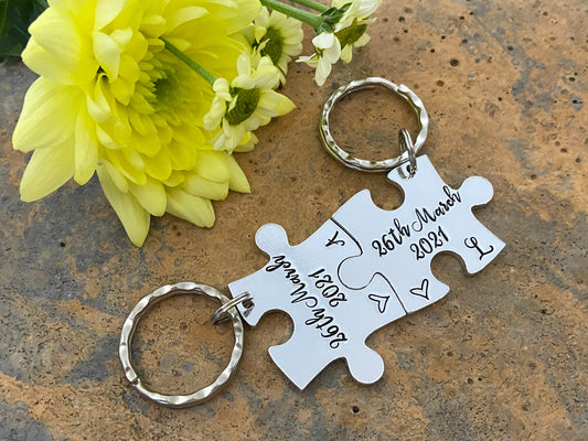 Special Date Puzzle Couple's Keyring Set