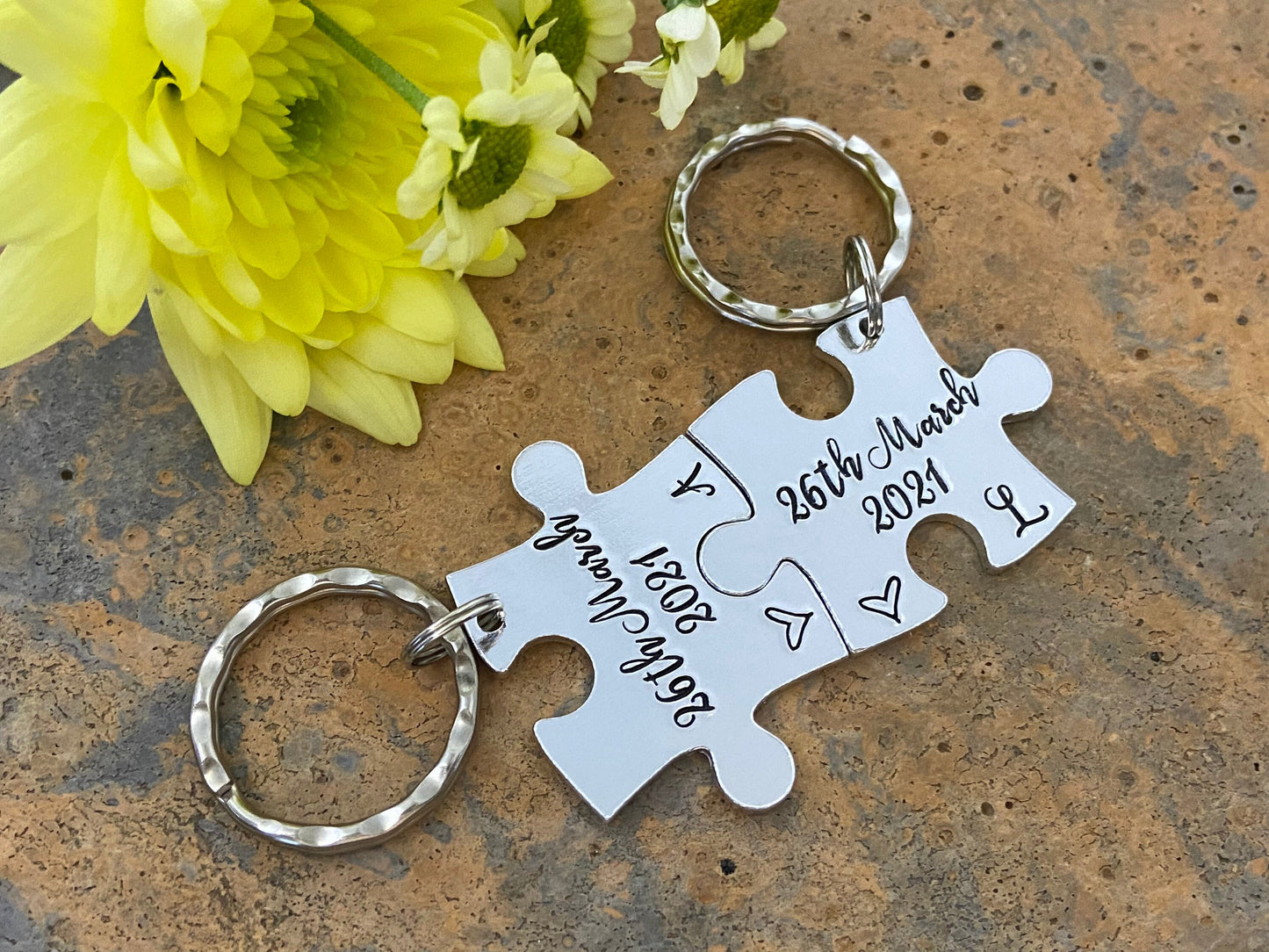 Special Date Puzzle Couple's Keyring Set