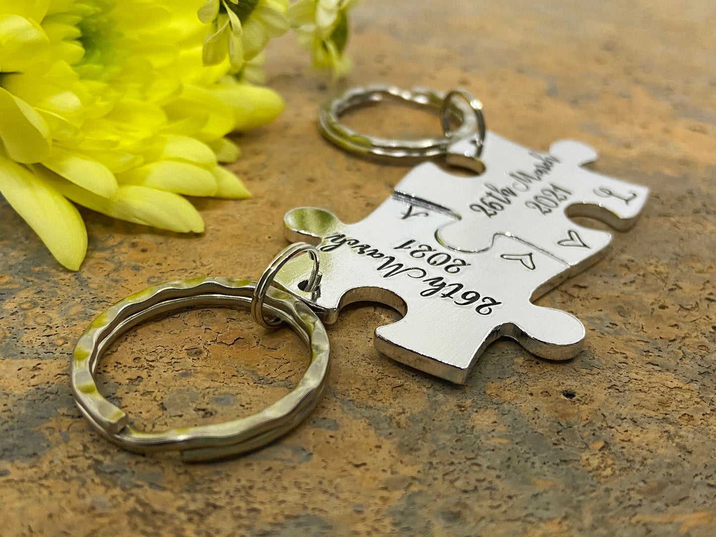 Special Date Puzzle Couple's Keyring Set