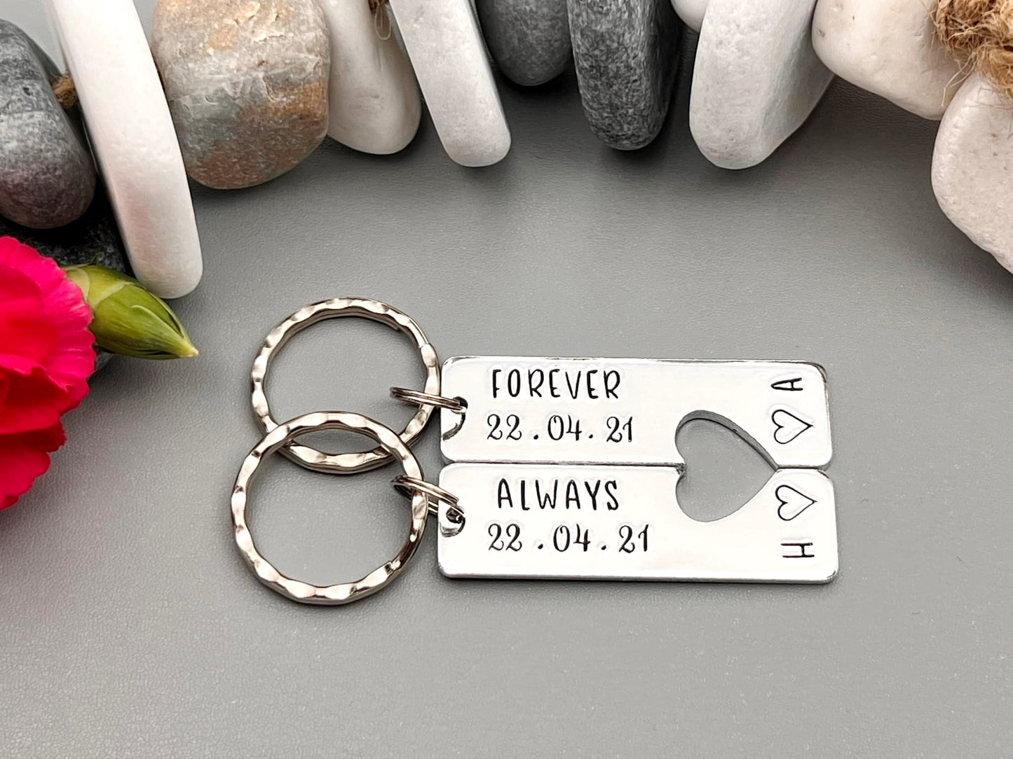 Special Date 'Forever Always' Couple's Keyring Set