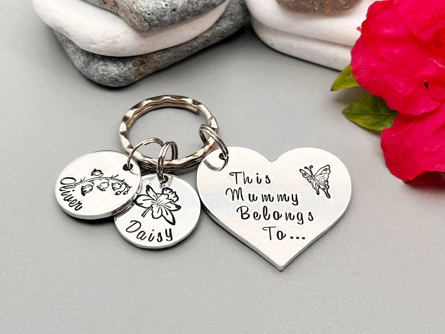 'This Mummy Belongs To' Keyring with Birth Month Flowers