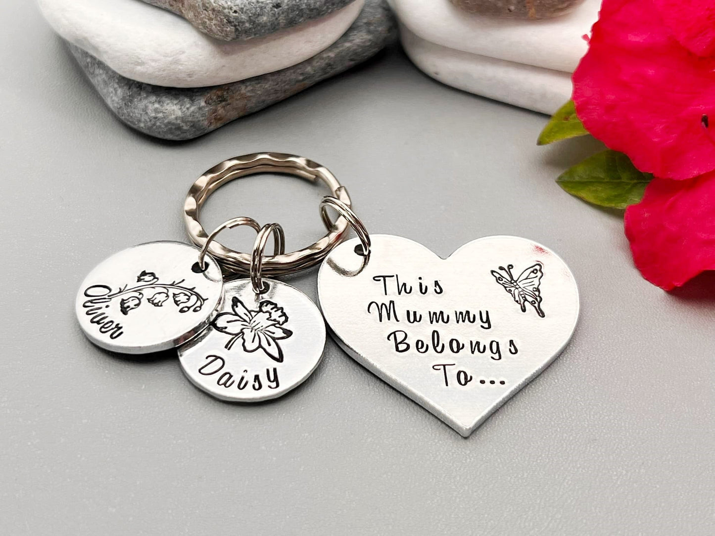 'This Mummy Belongs To' Keyring with Birth Month Flowers