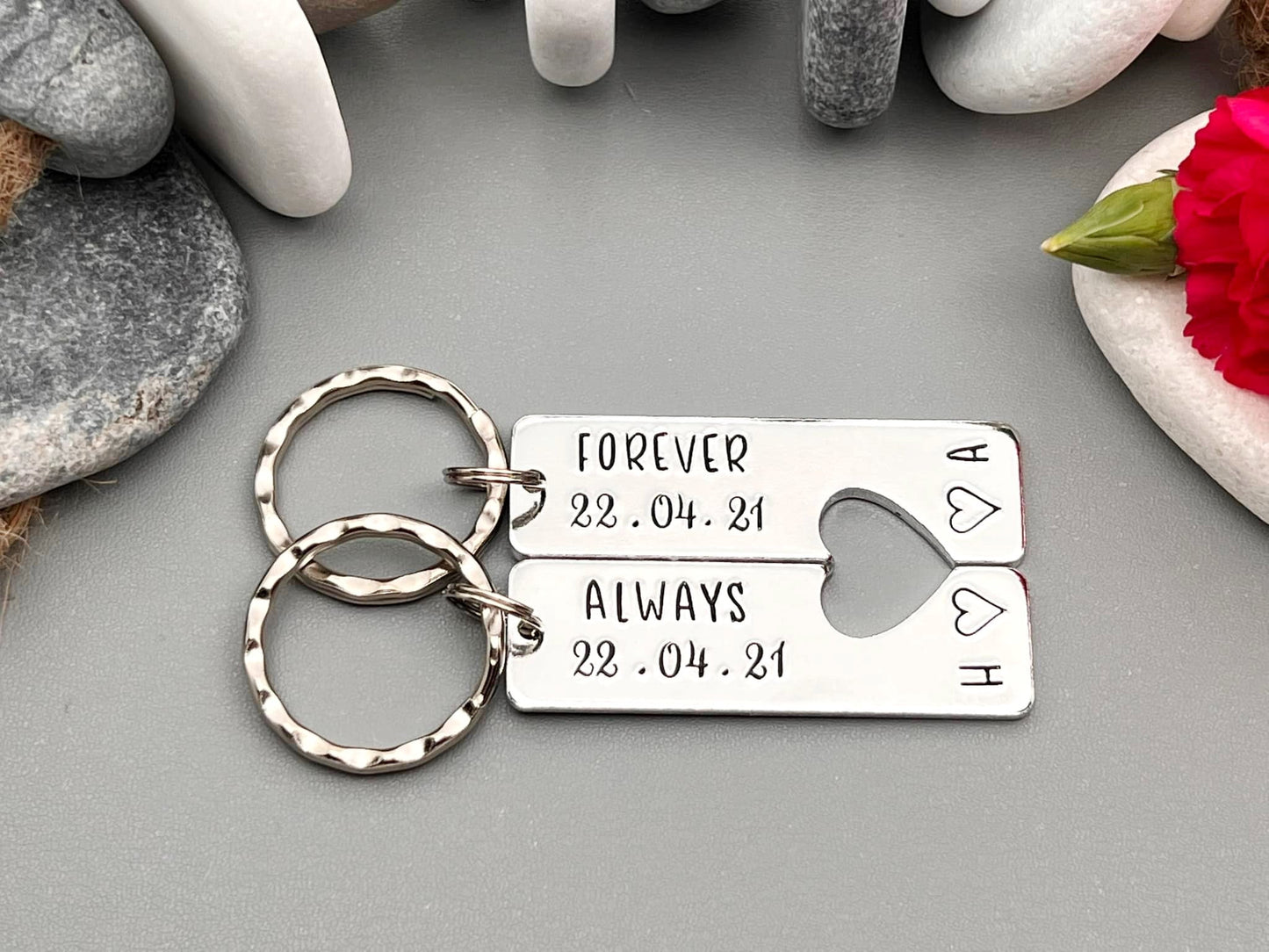 Special Date 'Forever Always' Couple's Keyring Set