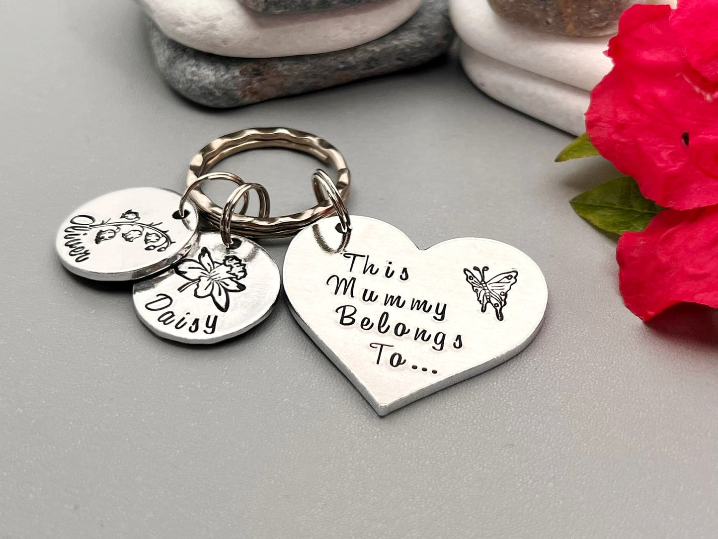 'This Mummy Belongs To' Keyring with Birth Month Flowers