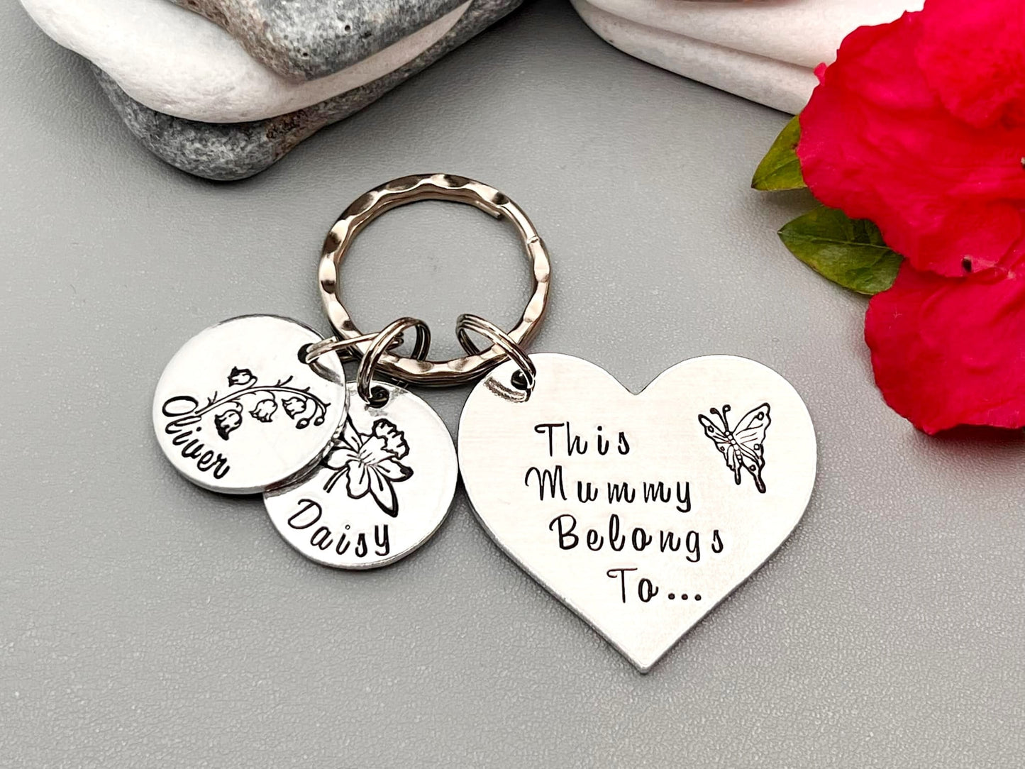 'This Mummy Belongs To' Keyring with Birth Month Flowers