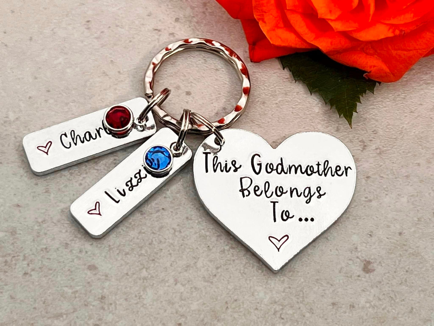 'This Godmother Belongs To' Keyring with Swarovski Birthstones