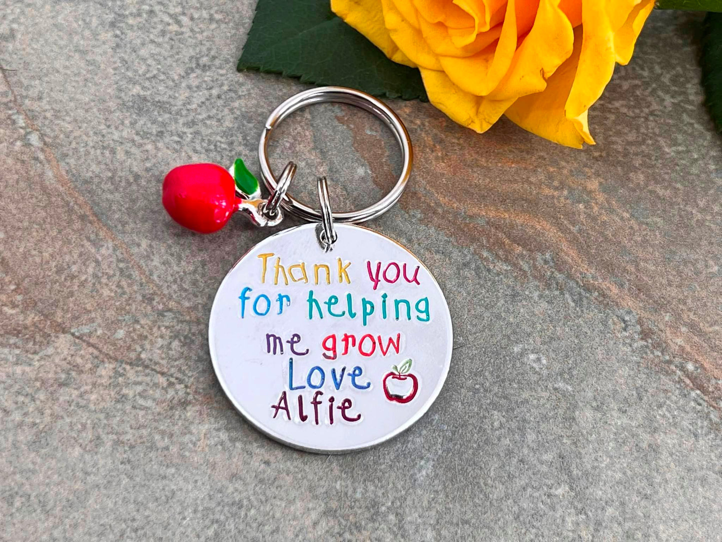 'Thank You For Helping Me Grow' Teacher's Keyring