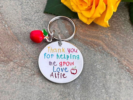 'Thank You For Helping Me Grow' Teacher's Keyring