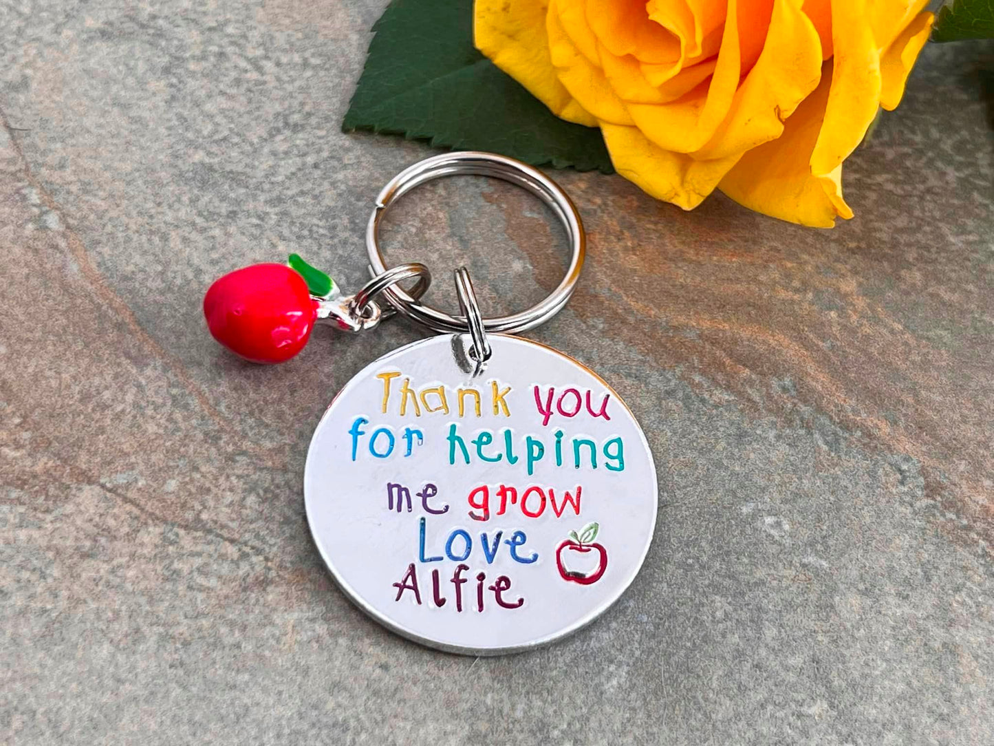 'Thank You For Helping Me Grow' Teacher's Keyring