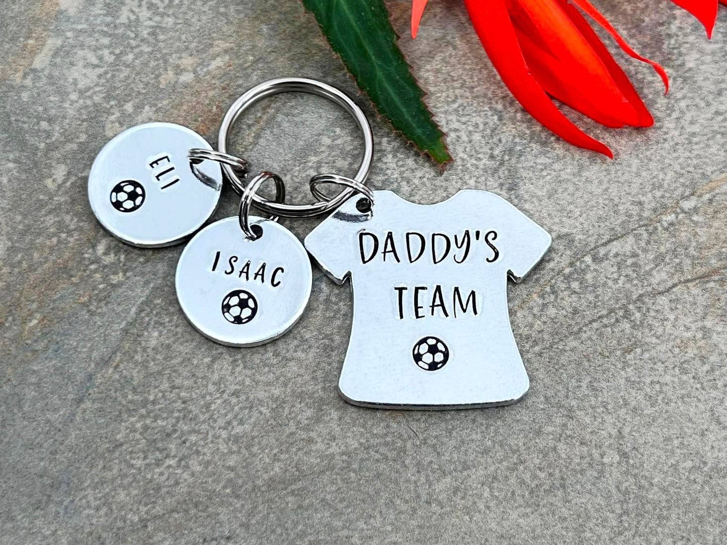 'Daddy's Team' Football Player Keyring