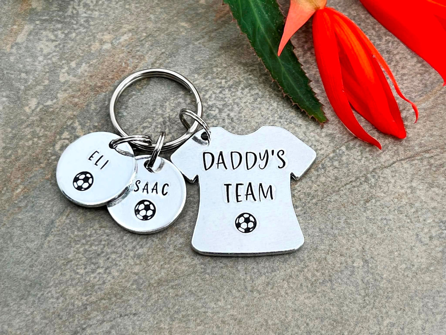 'Daddy's Team' Football Player Keyring