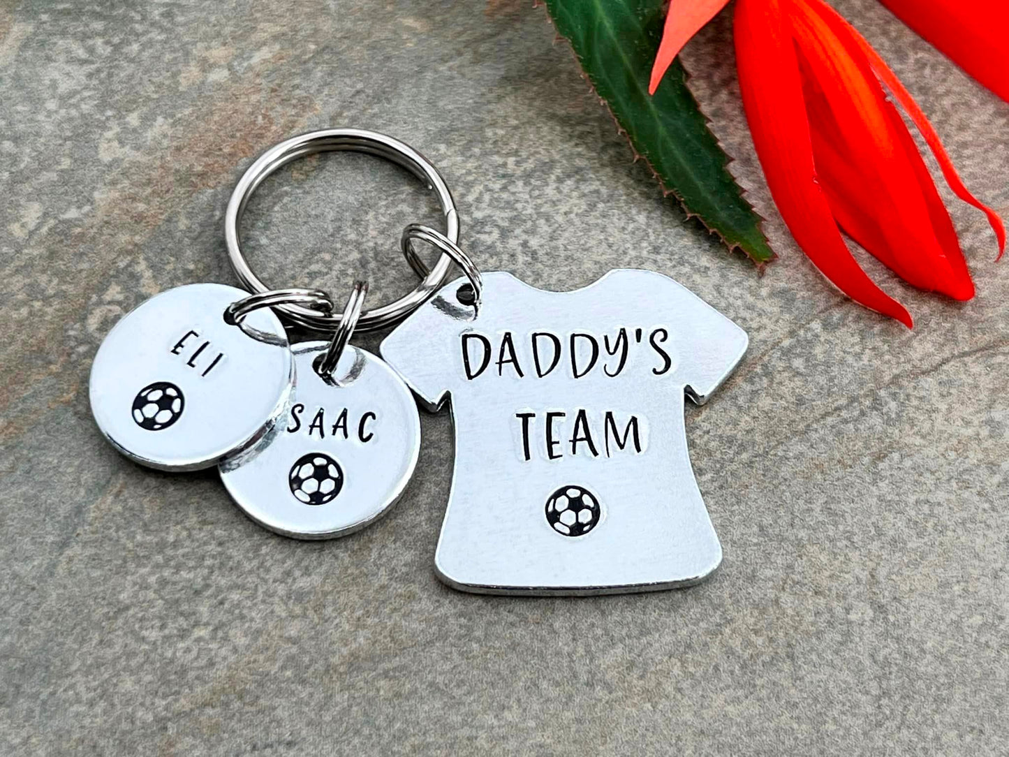 'Daddy's Team' Football Player Keyring