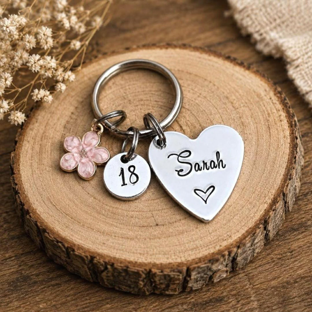 Personalised Birthday Keyring, 18th Birthday Gift for Her, Custom Name Keychain