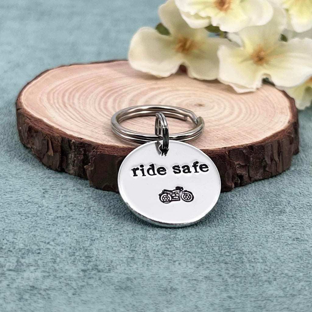 Motorbike Keyring, Biker Cycler Gift, Ride Safe Keyring, Valentines Gift for Him