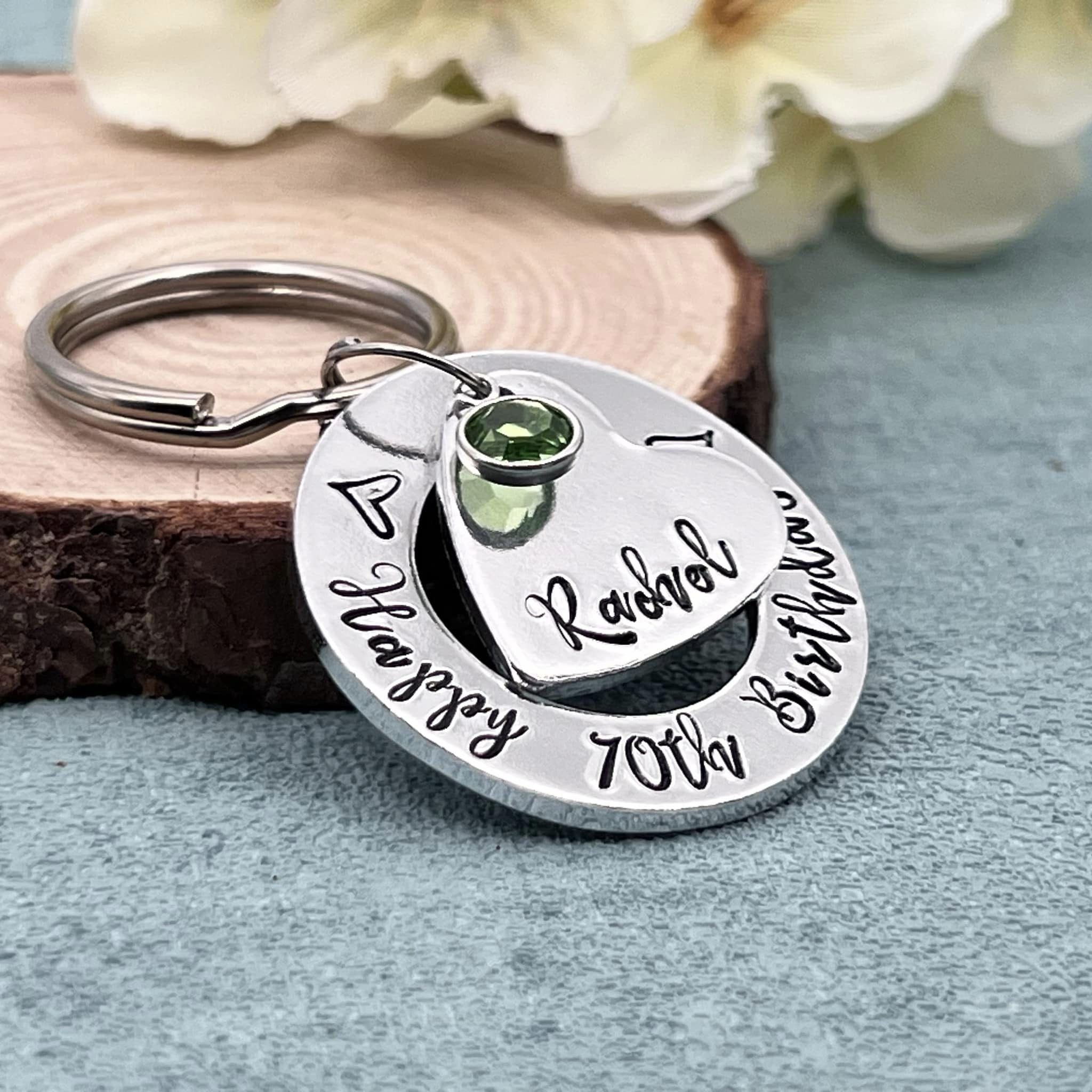 Womens 70th Birthday Keyring