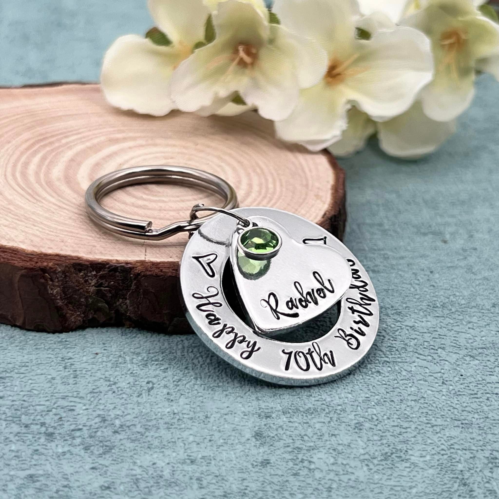 Womens 70th Birthday Keyring