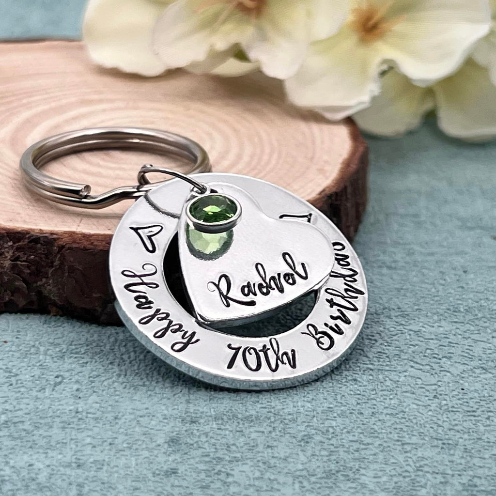 Womens 70th Birthday Keyring
