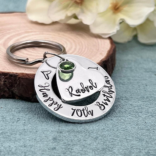 Womens 70th Birthday Keyring