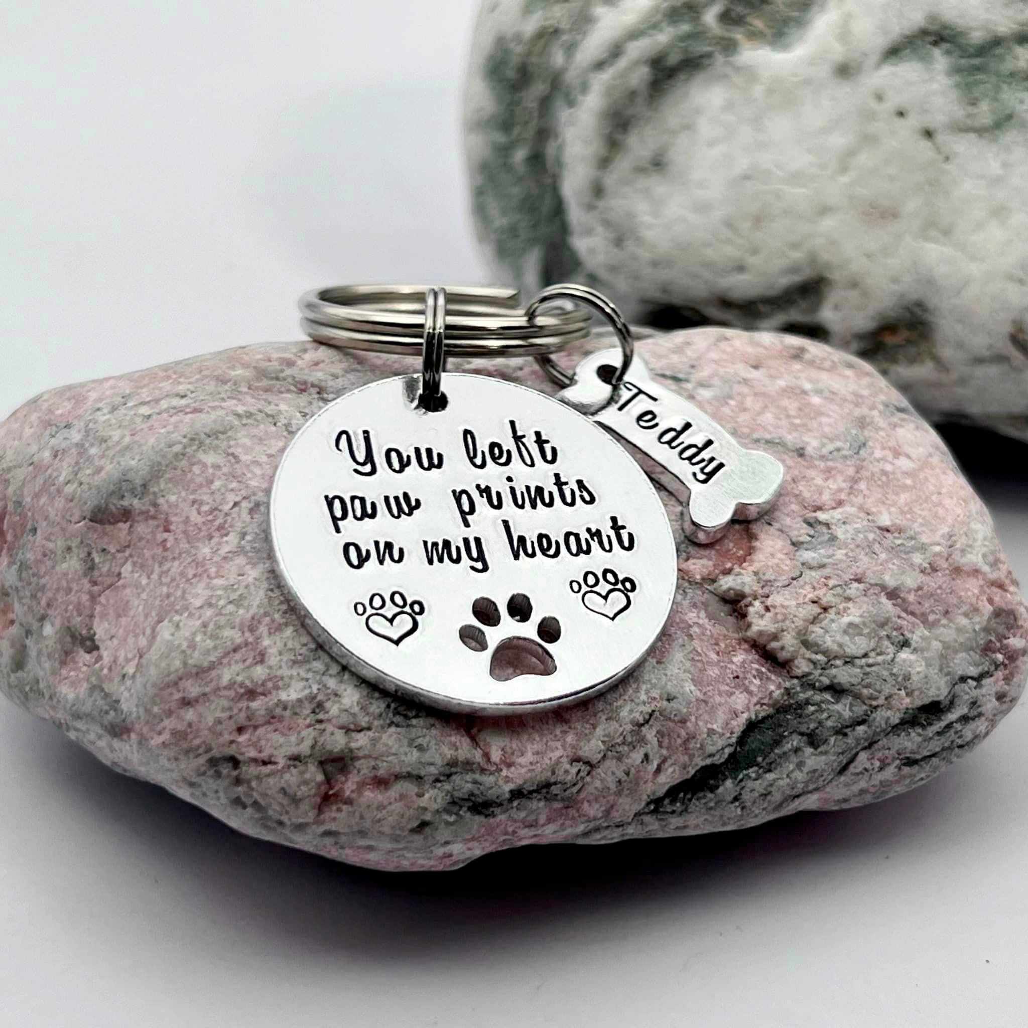 Pet Memorial Keyring, You Left Paw Prints On My Heart