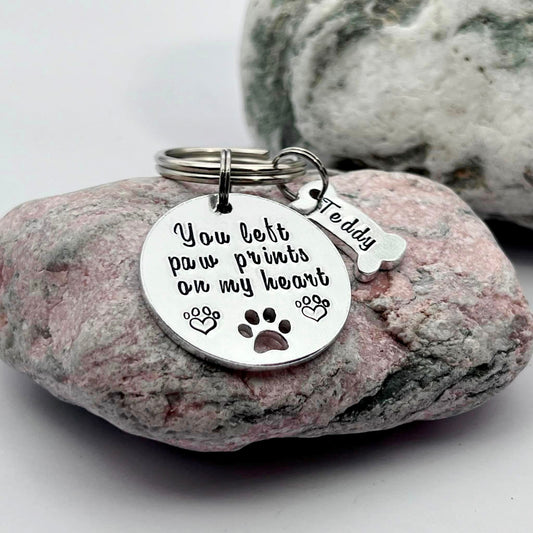Pet Memorial Keyring, You Left Paw Prints On My Heart